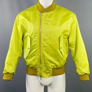 DRIES VAN NOTEN Size S Yellow Neon Nylon Two Pockets Oversized Bomber Jacket
